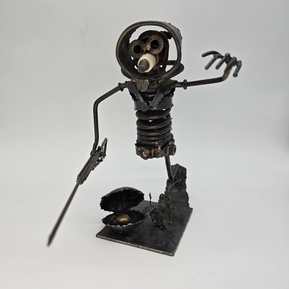 Vintage Welded Metal Diver Sculpture Signed K Moore 1971 - Picture 5 of 16
